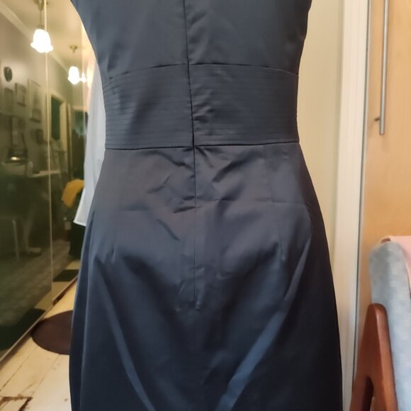 Teenflo Little Black Dress Boat Neck Satin Sheath Sz 8 Made in Canada - Picture 6 of 10